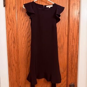 LOFT Black Ruffle Sleeve Mini Dress